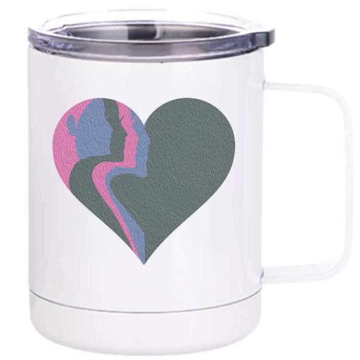 Anti Valentines Friends Galentines Day Female Profile Heart Gift Front & Back 12oz Stainless Steel Tumbler Cup