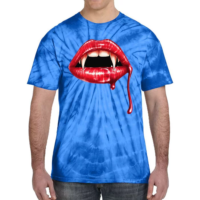 Awesome Vampire Fangs Lips Halloween Trick Or Treat Tie-Dye T-Shirt