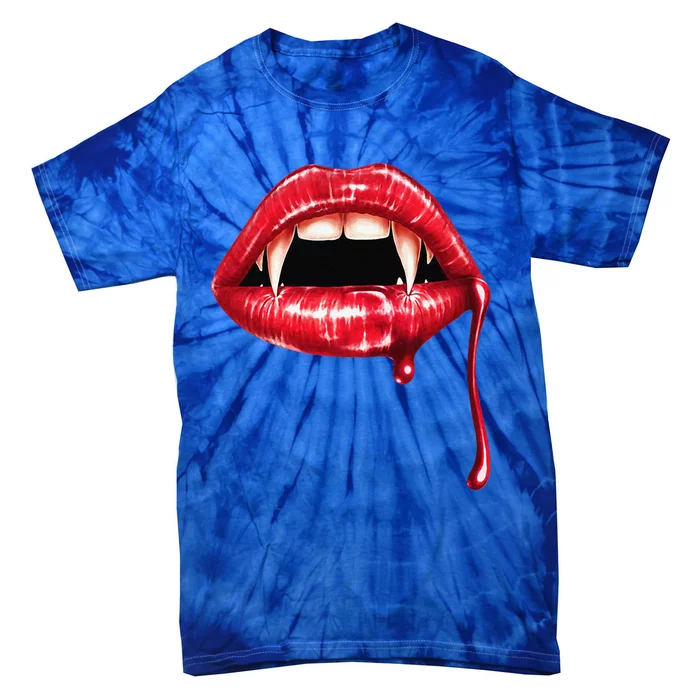 Awesome Vampire Fangs Lips Halloween Trick Or Treat Tie-Dye T-Shirt