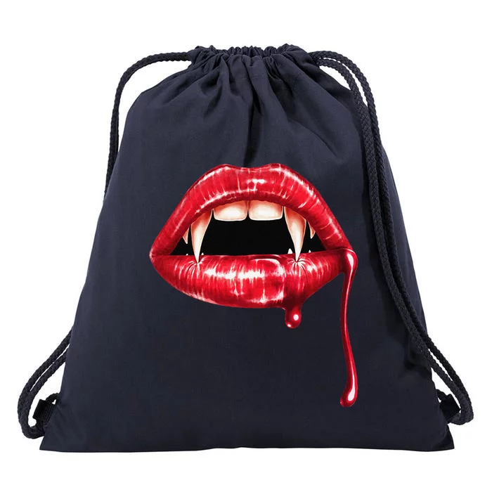 Awesome Vampire Fangs Lips Halloween Trick Or Treat Drawstring Bag