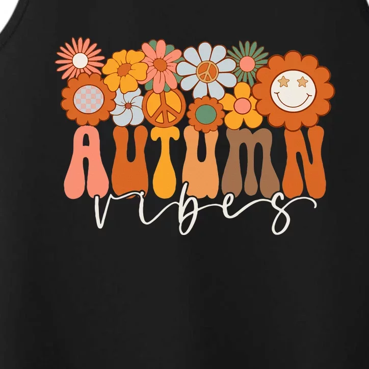 Autumn Vibes Groovy Design Fall Lover Thanksgiving Day Performance Tank