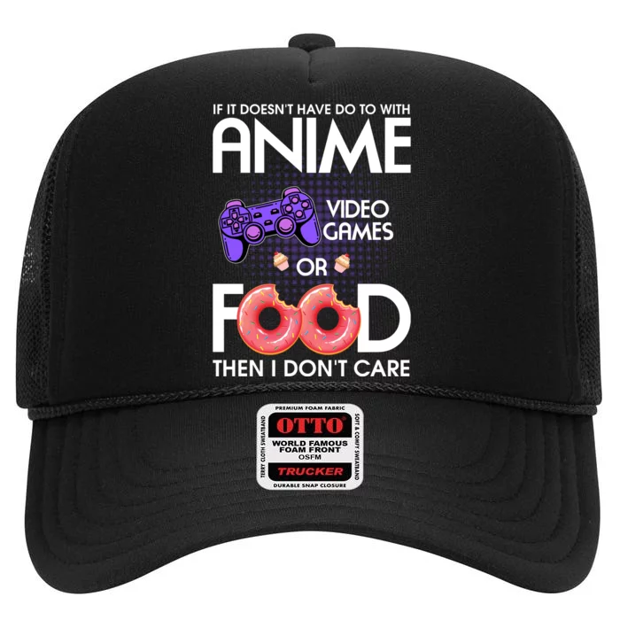 Anime Video Games And Food Lover High Crown Mesh Trucker Hat