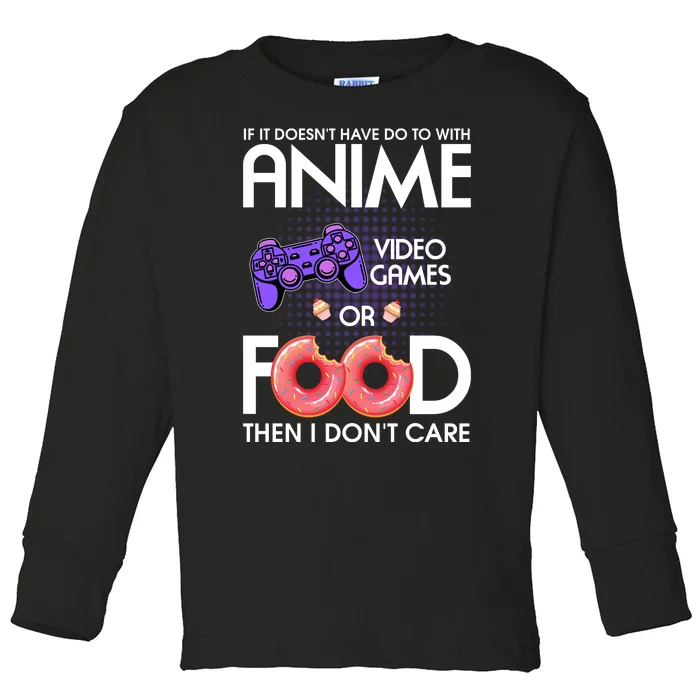 Anime Video Games And Food Lover Toddler Long Sleeve Shirt