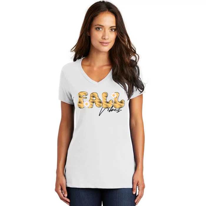 Autumn Vibes Graphic Women's V-Neck T-Shirt