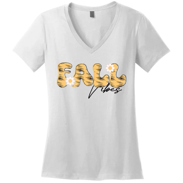 Autumn Vibes Graphic Women's V-Neck T-Shirt