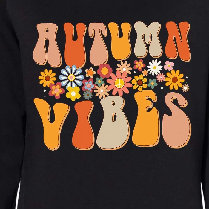 Autumn Vibes Groovy Design Fall Lover Thanksgiving Day Womens California Wash Sweatshirt