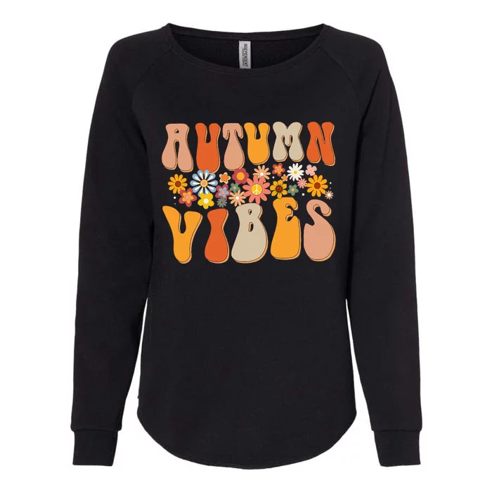 Autumn Vibes Groovy Design Fall Lover Thanksgiving Day Womens California Wash Sweatshirt