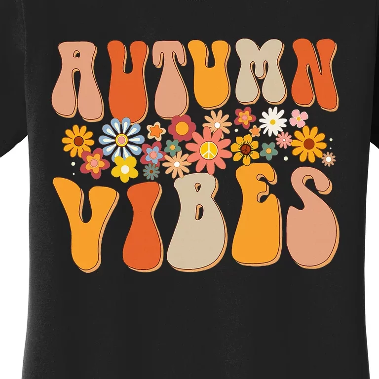 Autumn Vibes Groovy Design Fall Lover Thanksgiving Day Women's T-Shirt