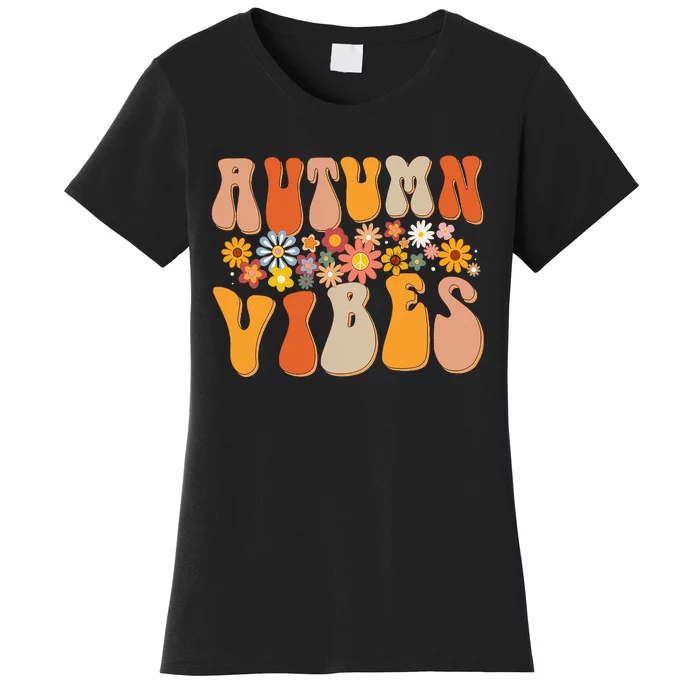 Autumn Vibes Groovy Design Fall Lover Thanksgiving Day Women's T-Shirt