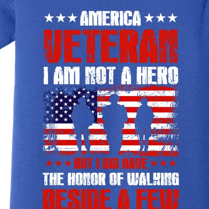 America Veteran Gift I Am Not A Hero Funny Gift Baby Bodysuit