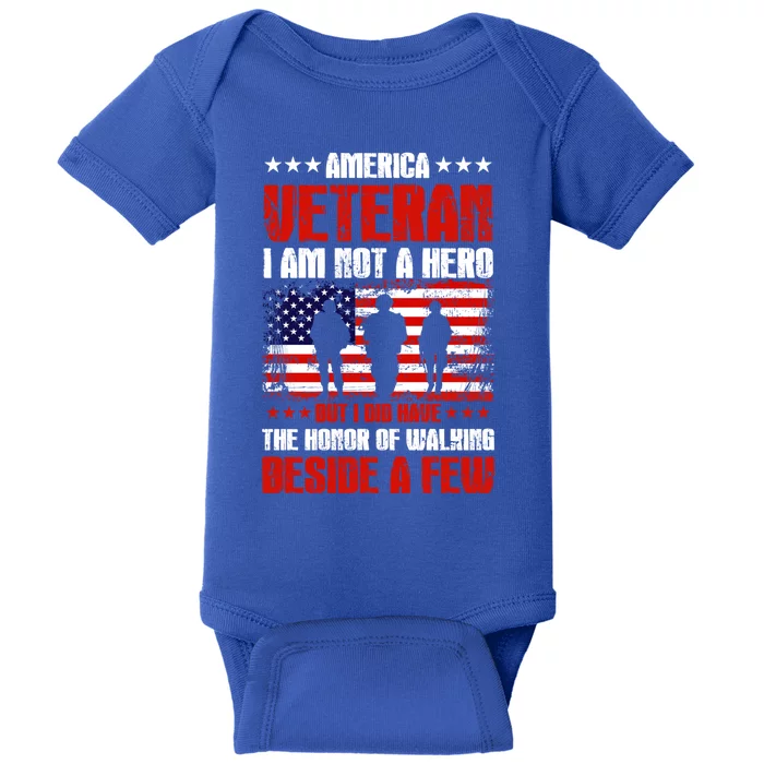 America Veteran Gift I Am Not A Hero Funny Gift Baby Bodysuit