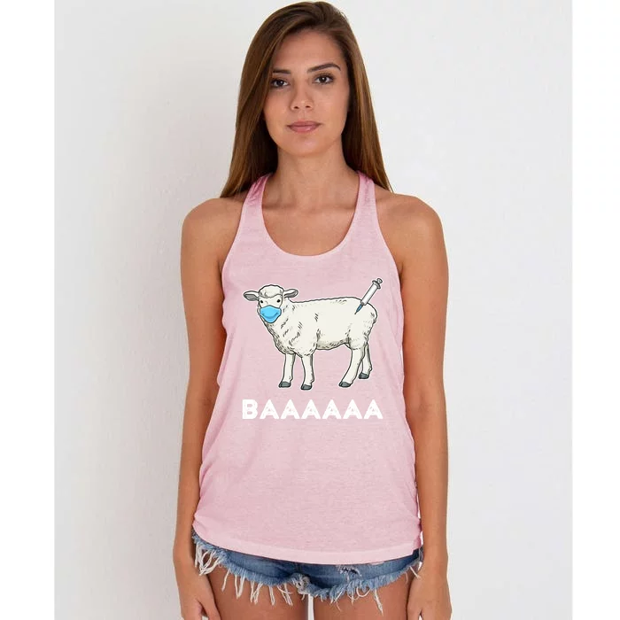 Anti Vaccine Gift Anti Vax And Anti Mask Sheeple Funny Gift Women's Knotted Racerback Tank