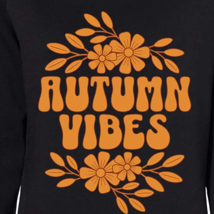 Autumn Vibes Groovy Floral Retro Fall Graphic Womens California Wash Sweatshirt