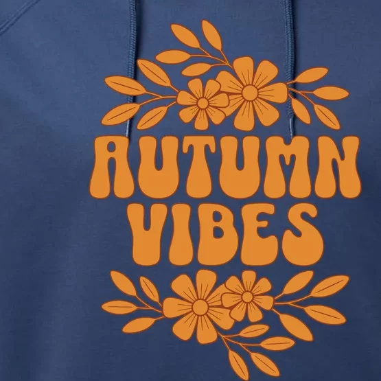 Autumn Vibes Groovy Floral Retro Fall Graphic Performance Fleece Hoodie