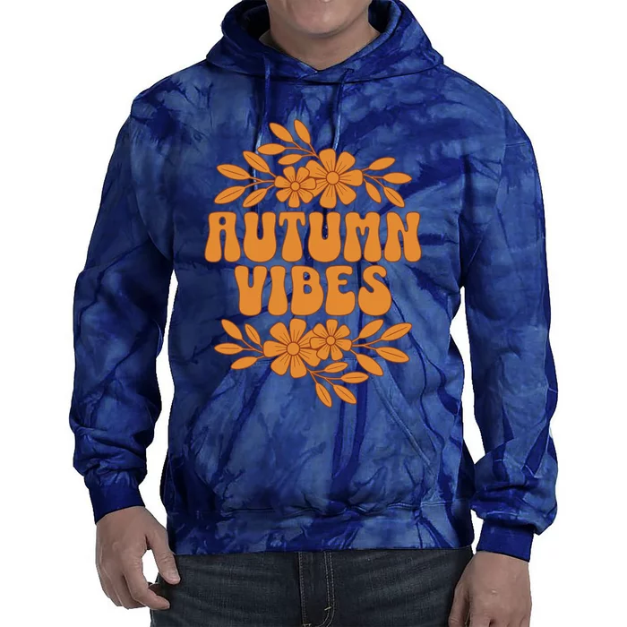 Autumn Vibes Groovy Floral Retro Fall Graphic Tie Dye Hoodie