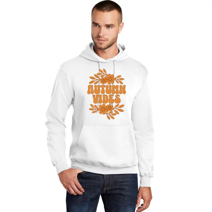 Autumn Vibes Groovy Floral Retro Fall Graphic Hoodie