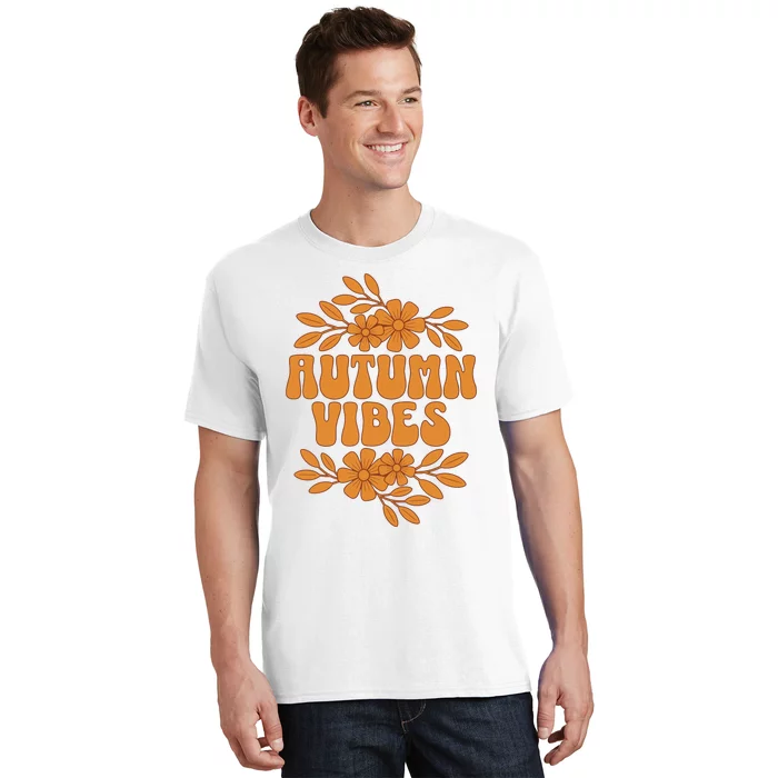 Autumn Vibes Groovy Floral Retro Fall Graphic T-Shirt