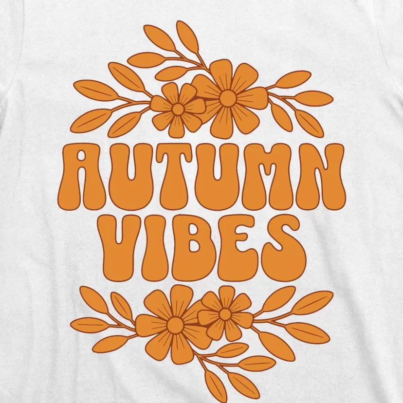 Autumn Vibes Groovy Floral Retro Fall Graphic T-Shirt