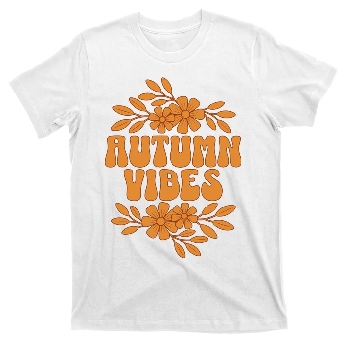 Autumn Vibes Groovy Floral Retro Fall Graphic T-Shirt