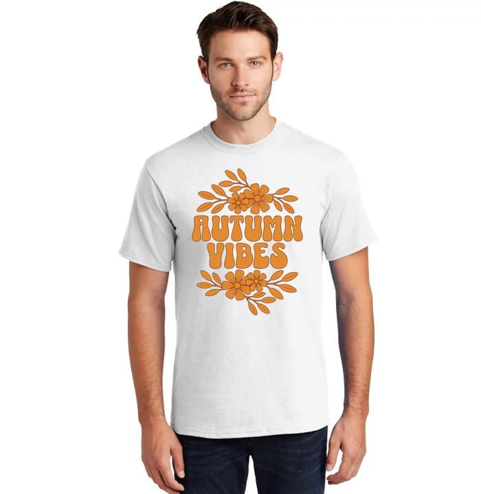 Autumn Vibes Groovy Floral Retro Fall Graphic Tall T-Shirt