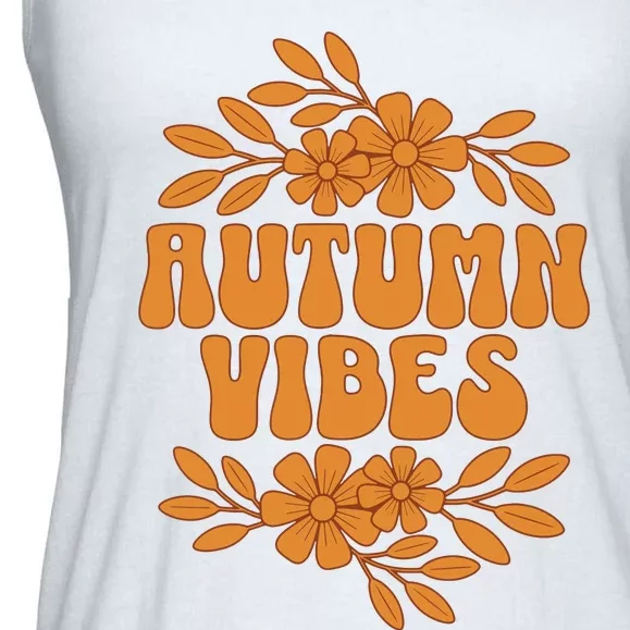 Autumn Vibes Groovy Floral Retro Fall Graphic Ladies Essential Flowy Tank