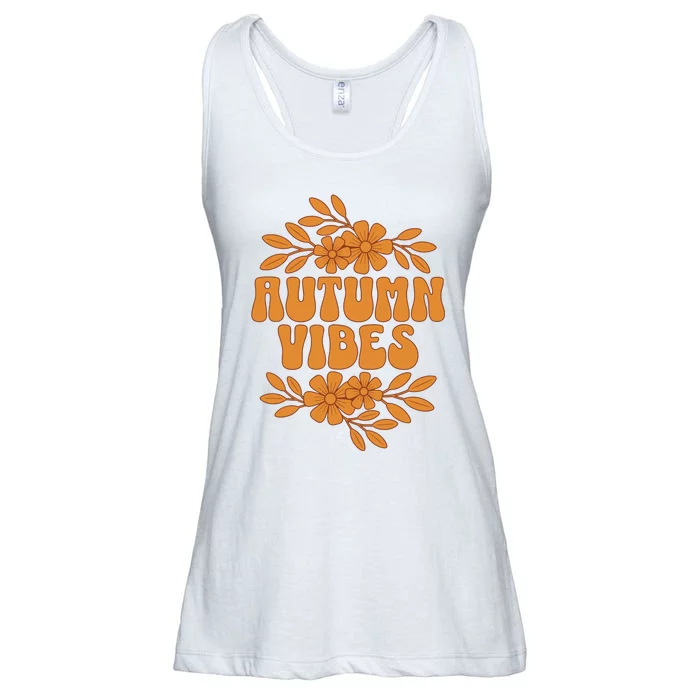 Autumn Vibes Groovy Floral Retro Fall Graphic Ladies Essential Flowy Tank