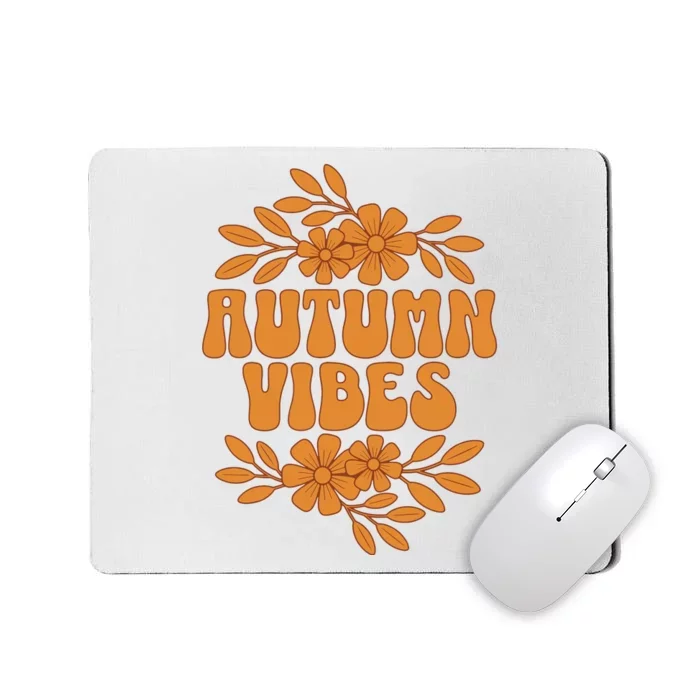 Autumn Vibes Groovy Floral Retro Fall Graphic Mousepad