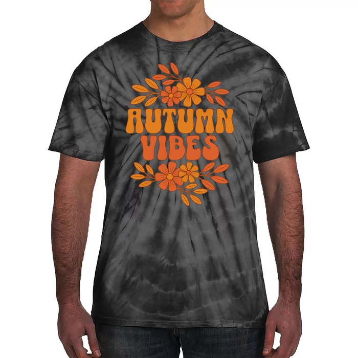 Autumn Vibes Groovy Floral Retro Fall Tie-Dye T-Shirt