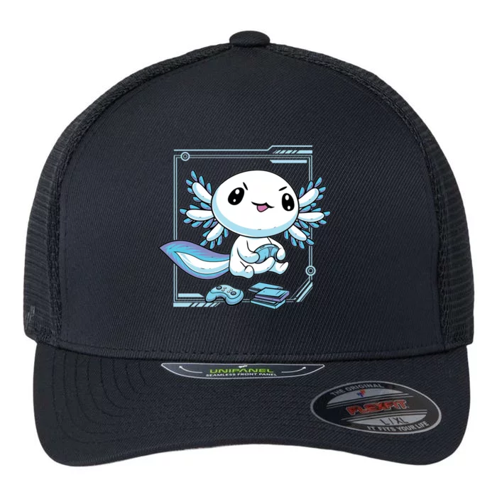 Axolotl Video Games Gamer Flexfit Unipanel Trucker Cap