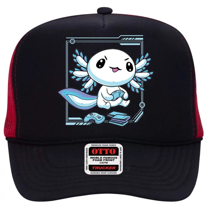 Axolotl Video Games Gamer High Crown Mesh Trucker Hat