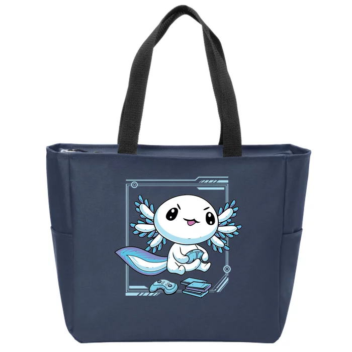 Axolotl Video Games Gamer Zip Tote Bag