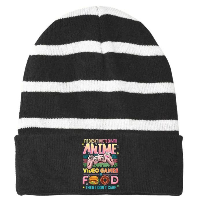 Anime Video Games Food Anime Lovers Gifts Idea Striped Beanie with Solid Band