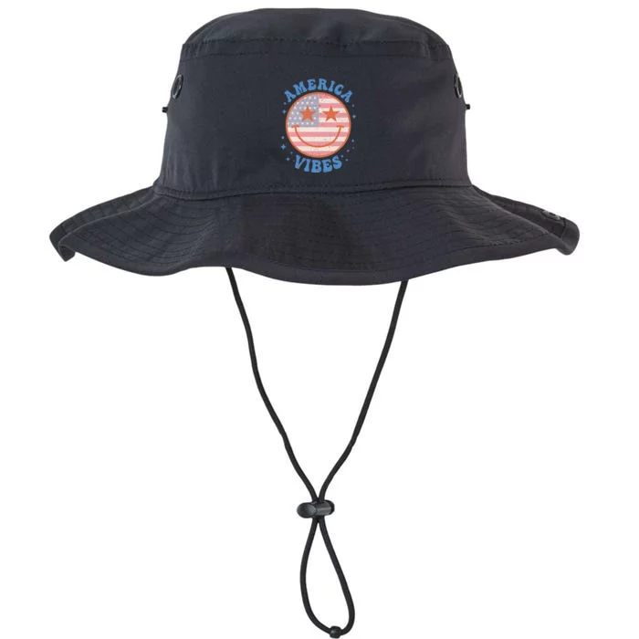 America Vibes Happy Face Smile American Flag 4th Of July Legacy Cool Fit Booney Bucket Hat