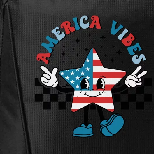 America Vibes Happy Face Smile American Flag 4th Of July Meaningful Gift City Backpack