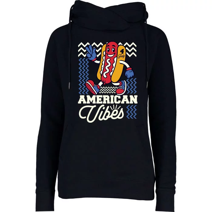 American Vibes Hot Dog Womens Funnel Neck Pullover Hood