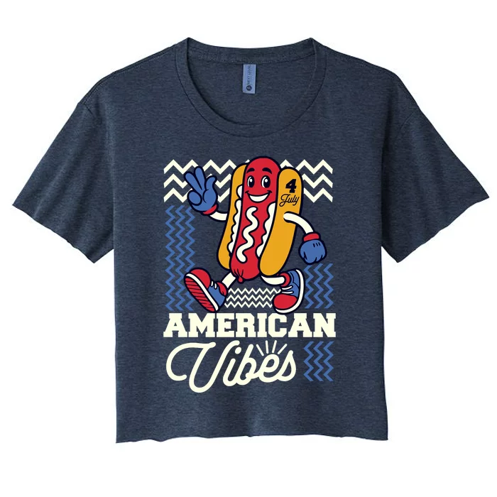 American Vibes Hot Dog Women's Crop Top Tee