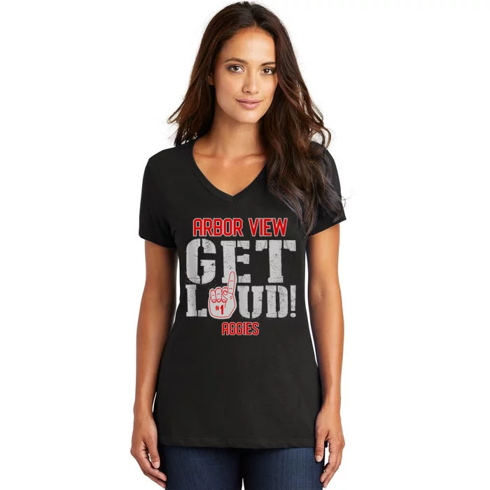 Arbor View High School Get Loud Aggies Women's V-Neck T-Shirt