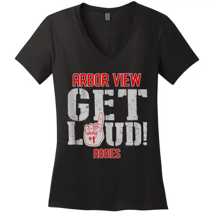 Arbor View High School Get Loud Aggies Women's V-Neck T-Shirt