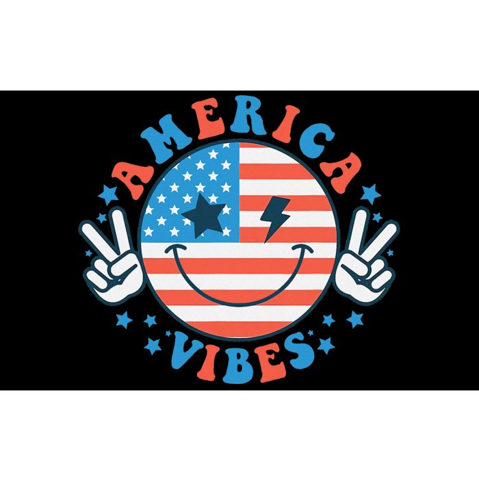 America Vibes Happy Face Smile American Flag 4th Of July Bumper Sticker