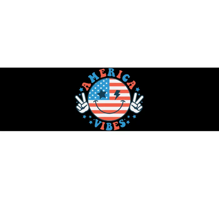 America Vibes Happy Face Smile American Flag 4th Of July Bumper Sticker