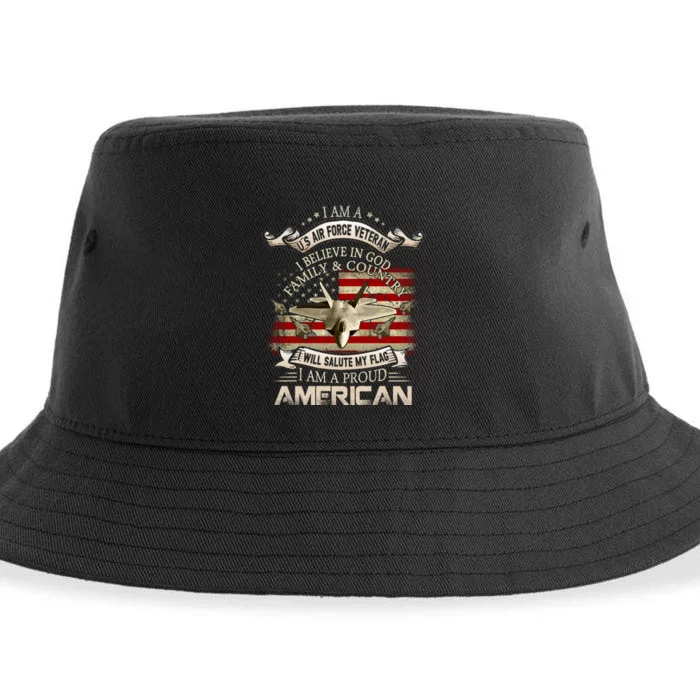 Air Veteran I Believe In God Family And Country Force Sustainable Bucket Hat