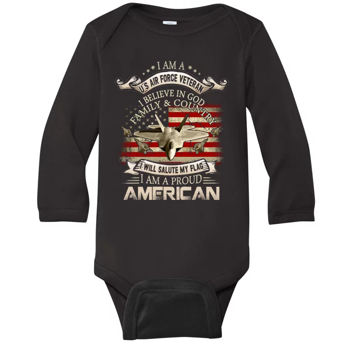 Air Veteran I Believe In God Family And Country Force Baby Long Sleeve Bodysuit