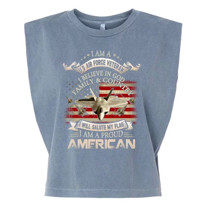 Air Veteran I Believe In God Family And Country Force Garment-Dyed Women's Muscle Tee