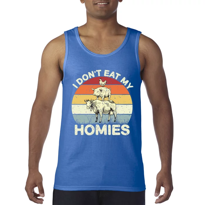 Absolutely Vegan I Don't Eat My Homies Funny Vegan Retro Gift Tank Top