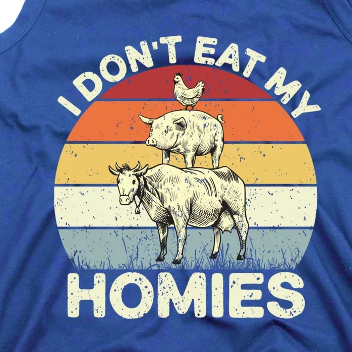 Absolutely Vegan I Don't Eat My Homies Funny Vegan Retro Gift Tank Top