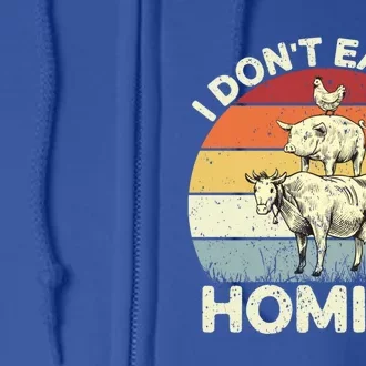 Absolutely Vegan I Don't Eat My Homies Funny Vegan Retro Gift Full Zip Hoodie