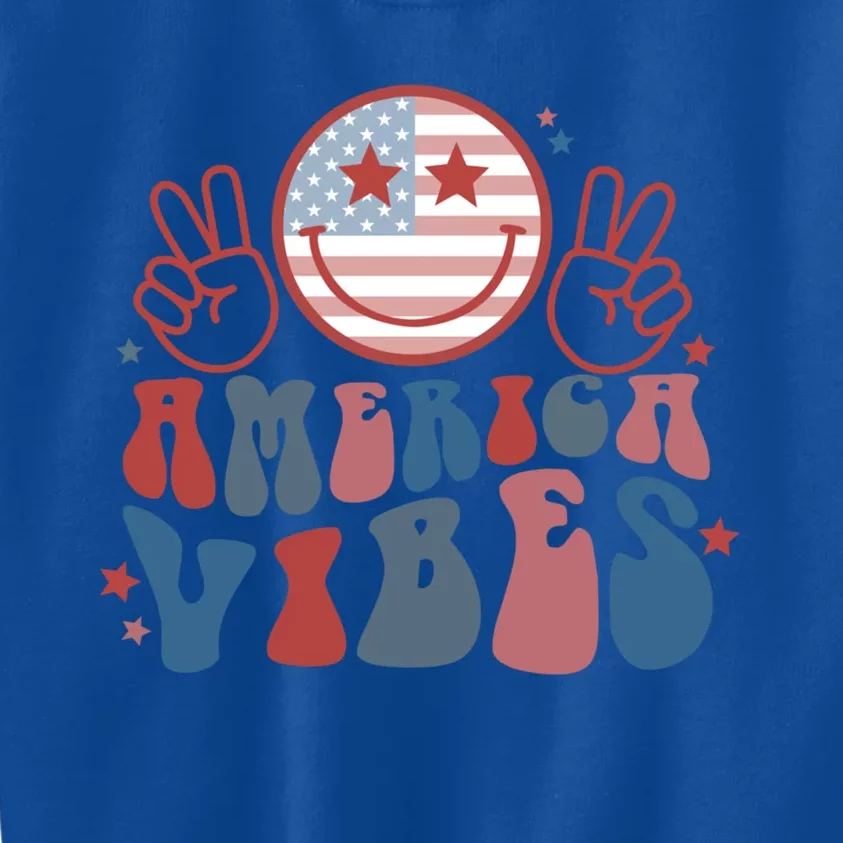 America Vibes July 4 Gift Kids Sweatshirt