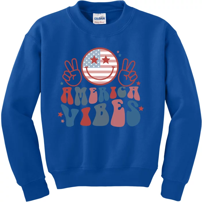 America Vibes July 4 Gift Kids Sweatshirt