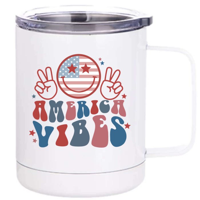 America Vibes July 4 Gift Front & Back 12oz Stainless Steel Tumbler Cup