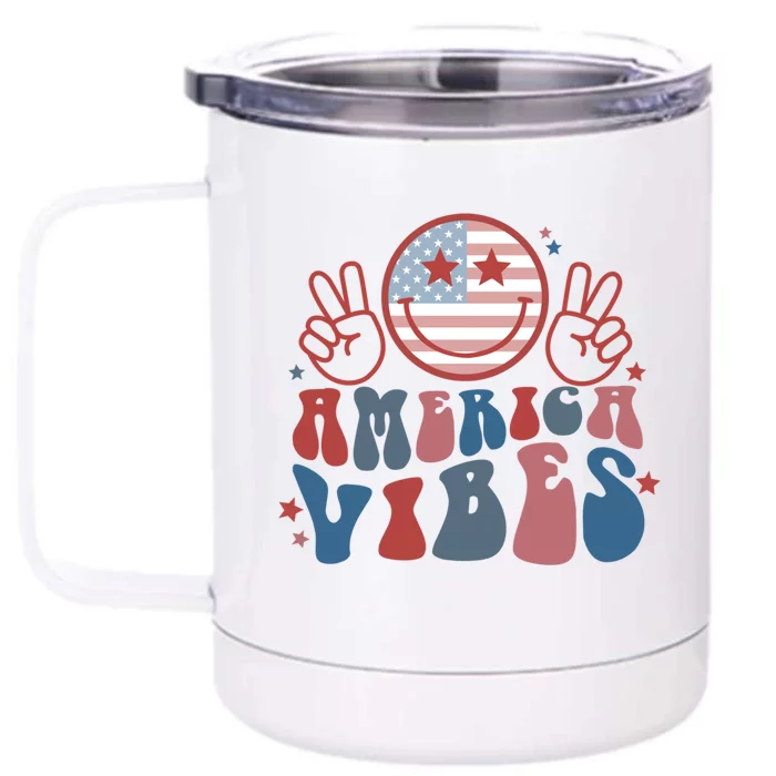 America Vibes July 4 Gift Front & Back 12oz Stainless Steel Tumbler Cup